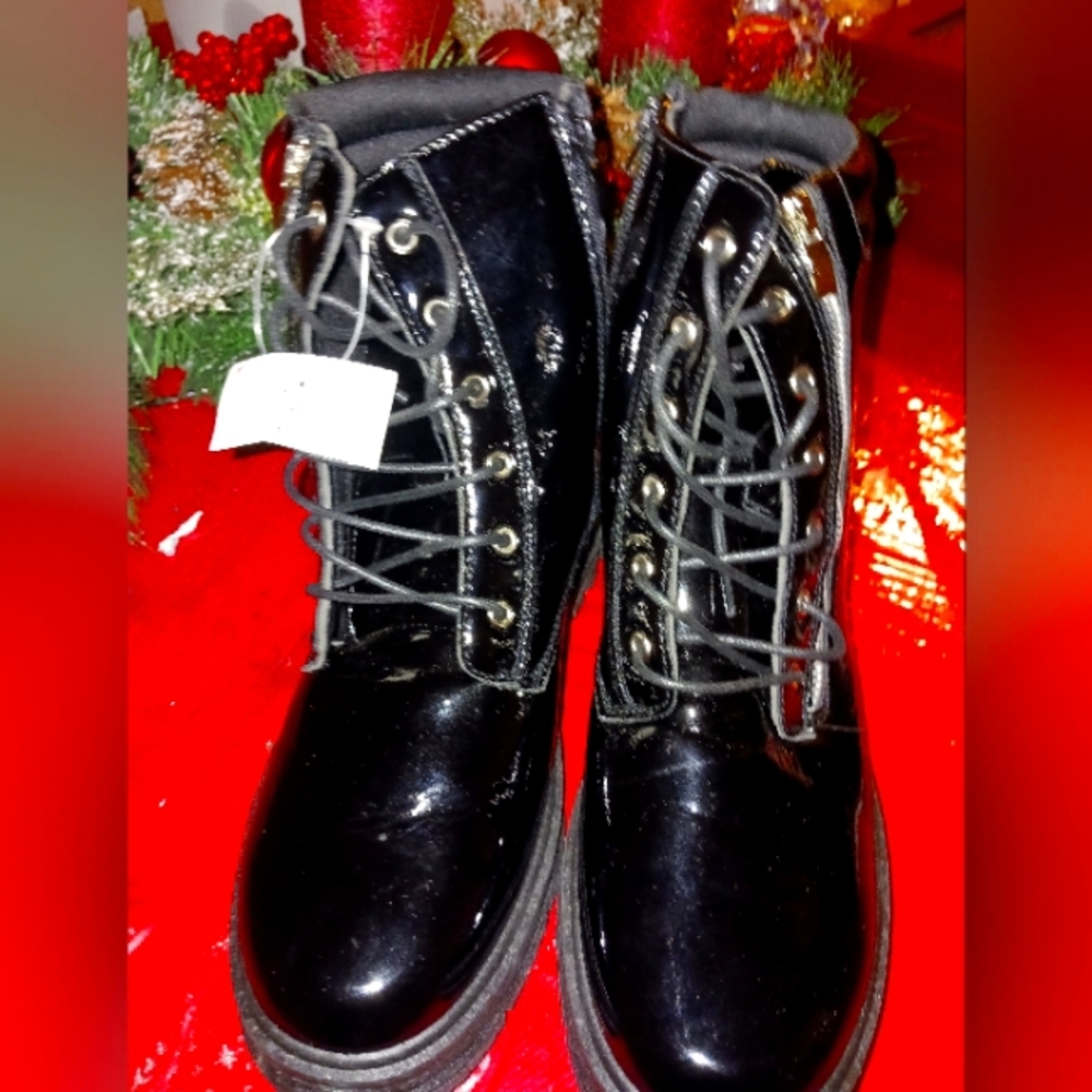 Patent Leather Combat Boots